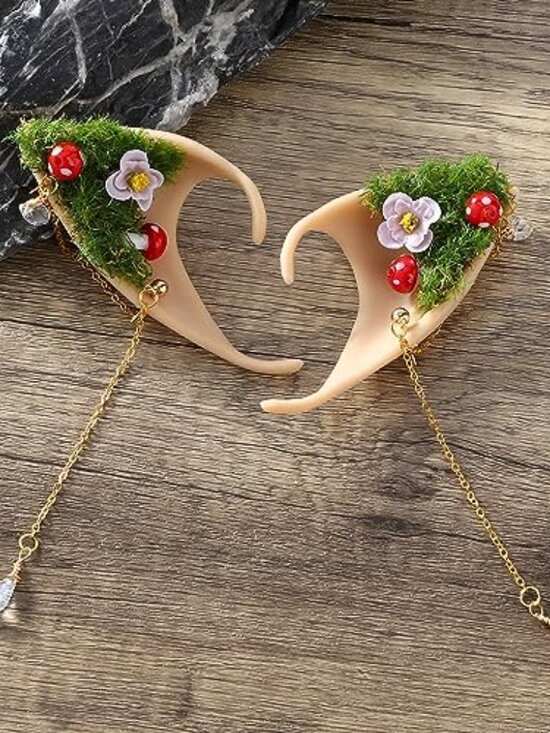Jewelry - New - Forest Mushroom Elf Ears,‎ Soft Fairy Ears with Mushroom Moss
